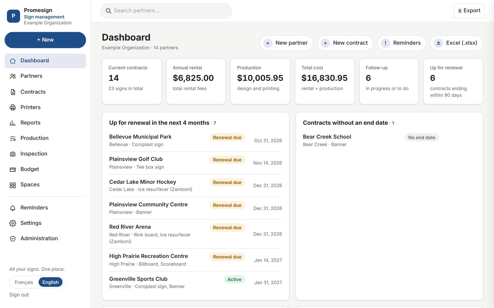 Promesign dashboard