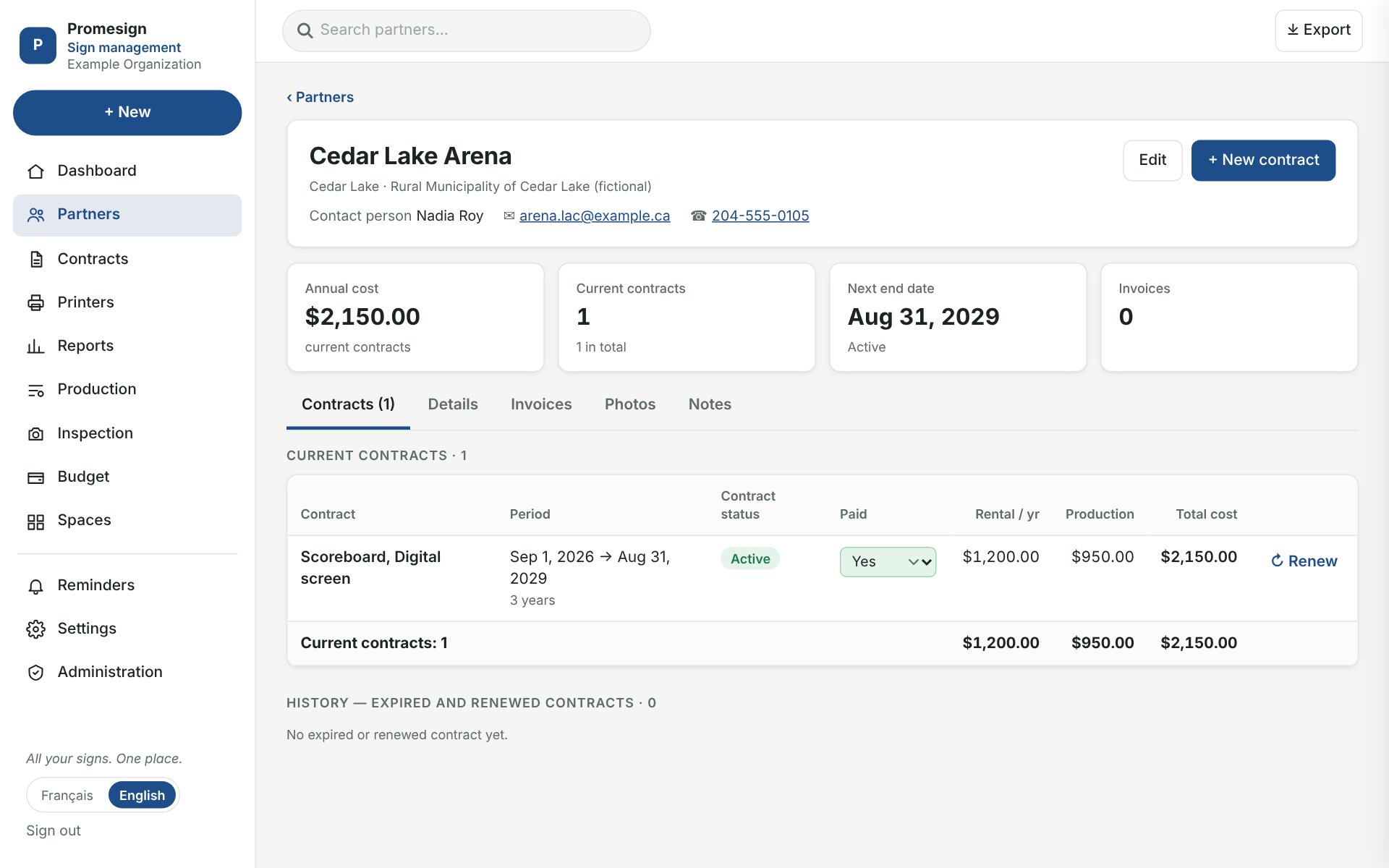 Partner page