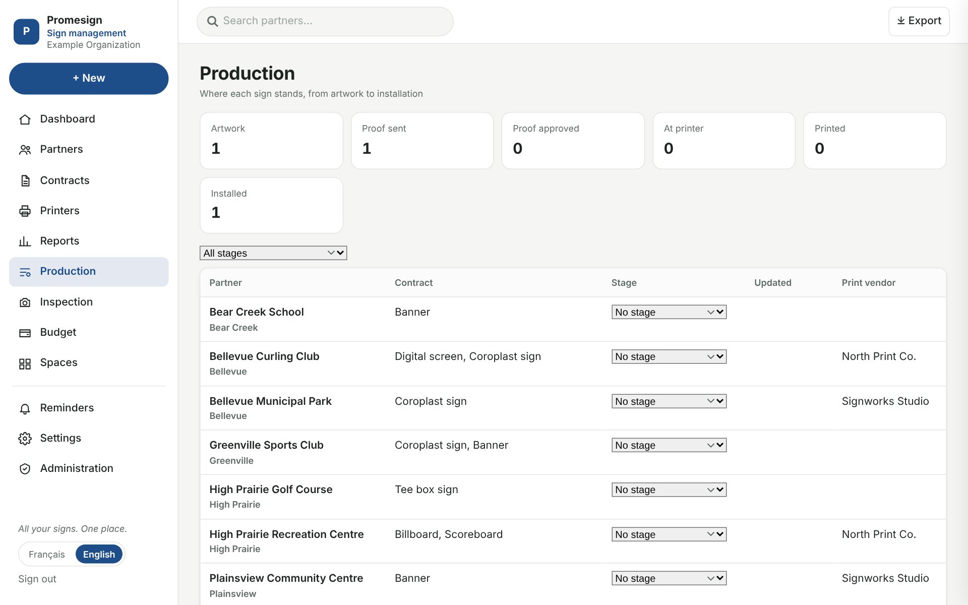 Production tracking